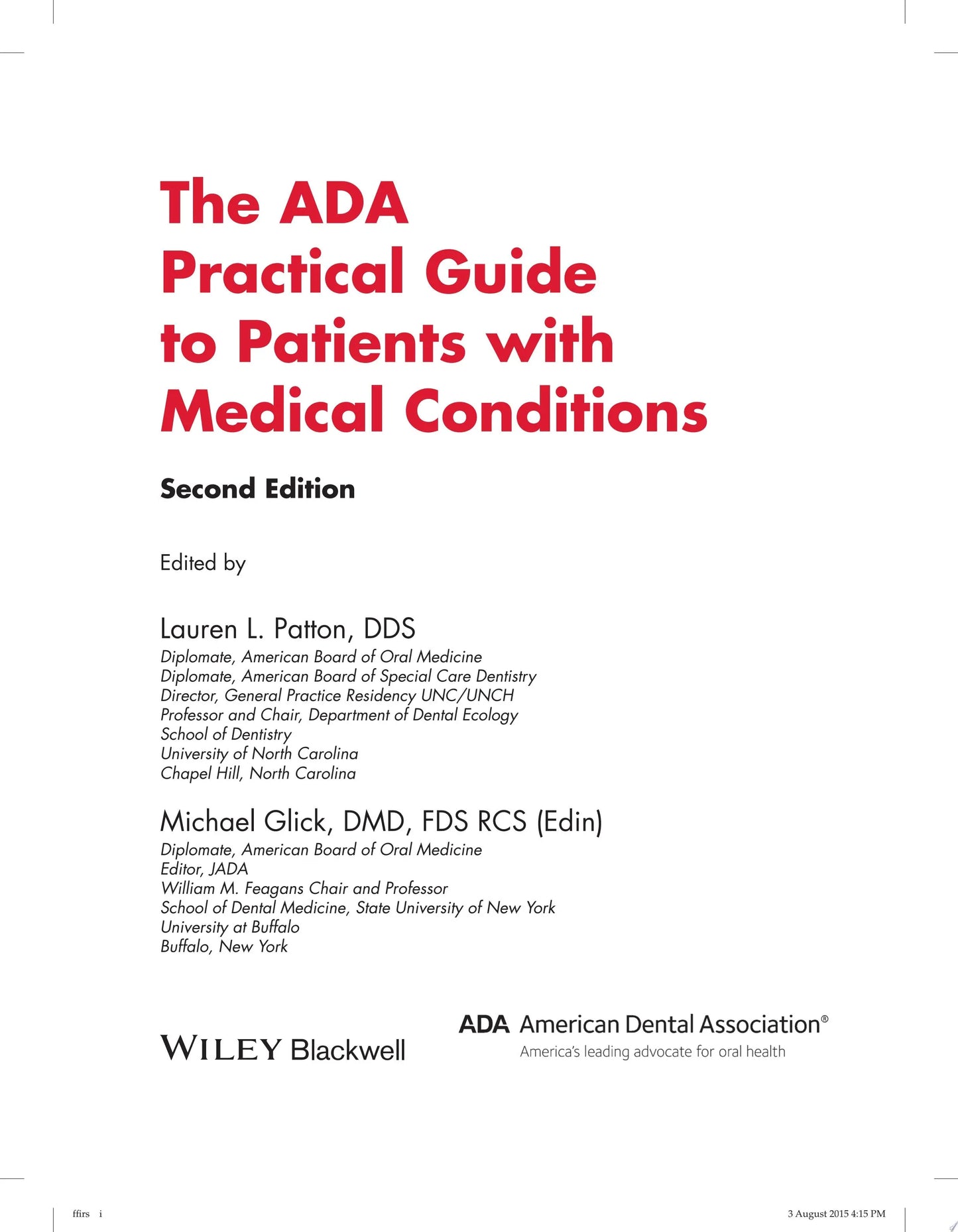 The ADA Practical Guide to Patients with Medical Conditions by Lauren L. Patton – book cover