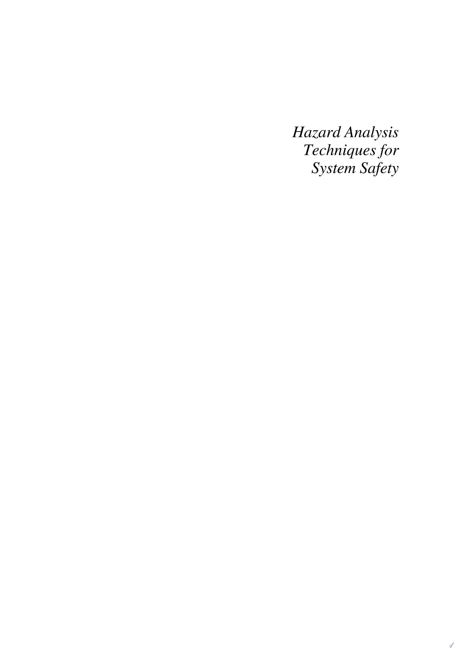 Hazard Analysis Techniques for System Safety by Clifton A. Ericson – book cover