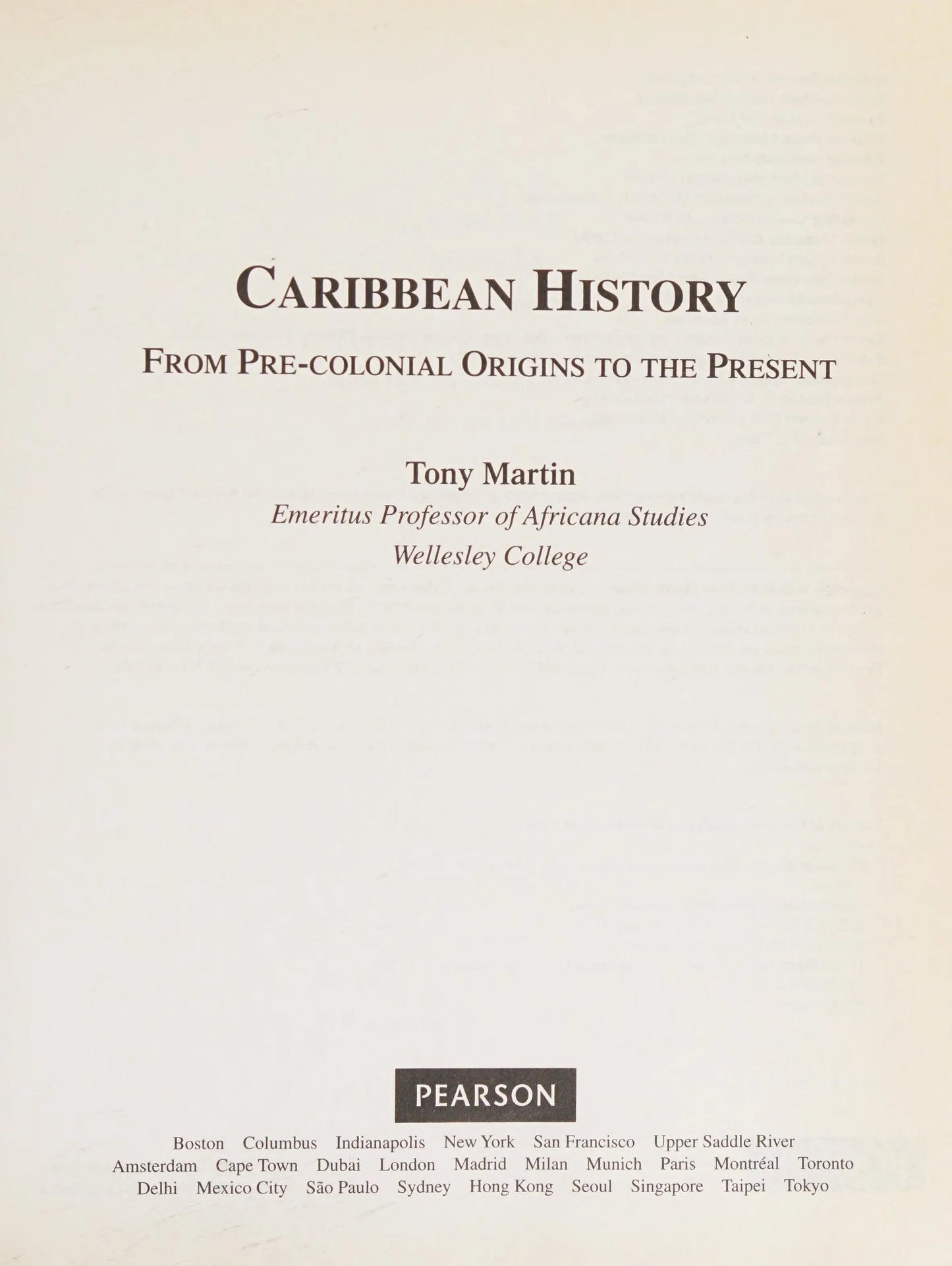 Caribbean History From Pre-colonial Origins to the Present by Tony Martin – book cover