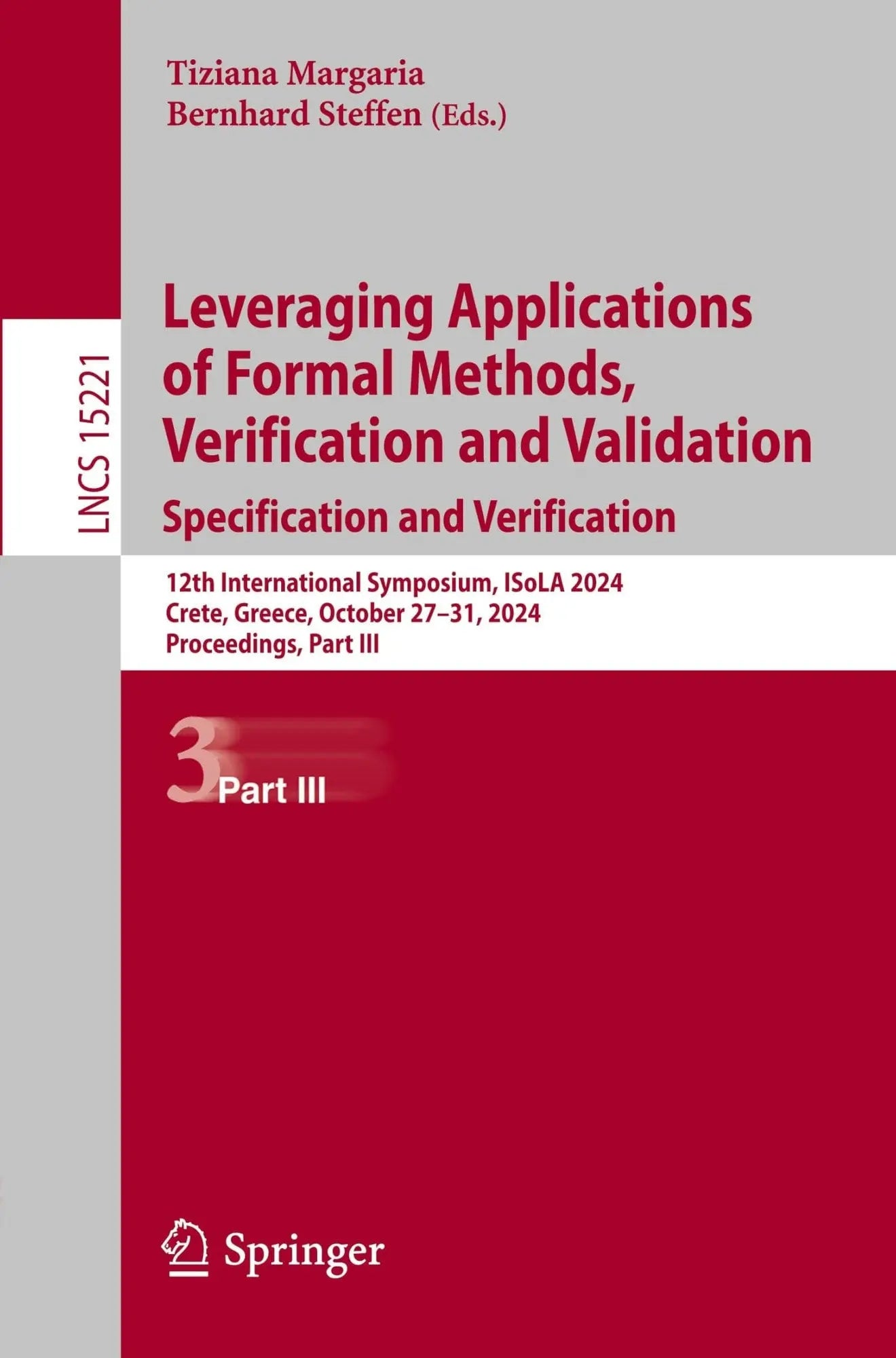 Leveraging Applications of Formal Methods, Verification and Validation. Specification and Verification 12th – book cover