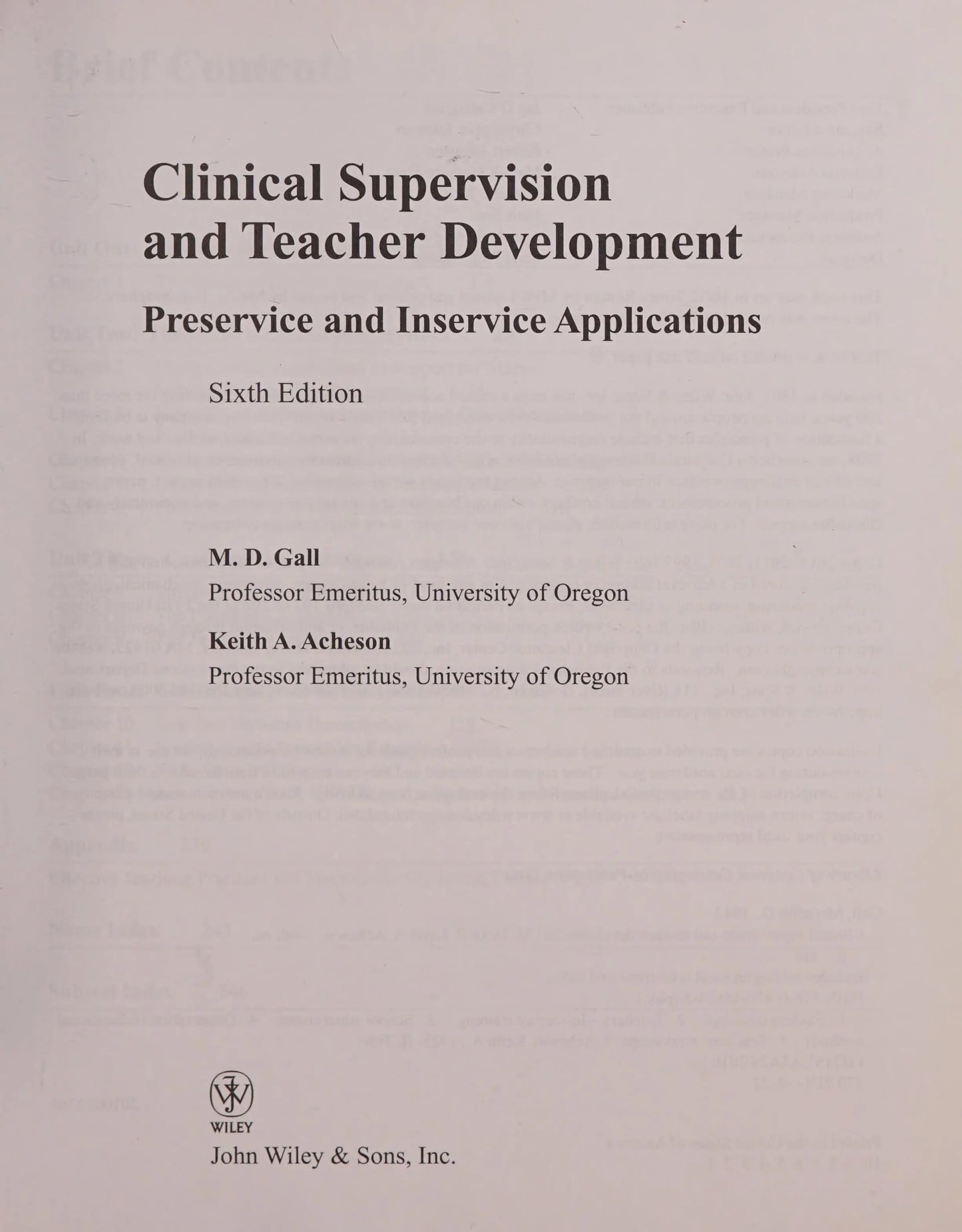 Clinical Supervision and Teacher Development by M. D. Gall; Keith A. Acheson – book cover