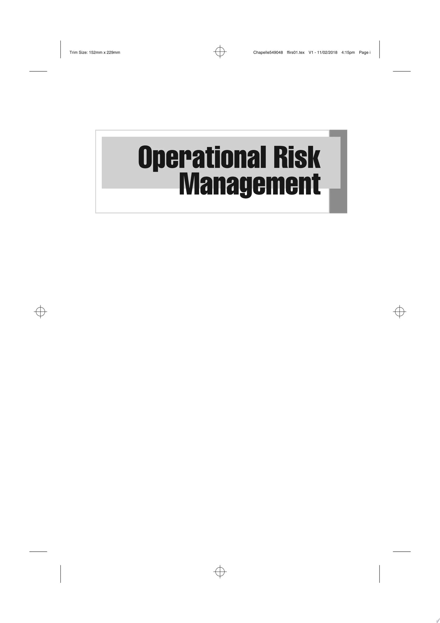 Operational Risk Management Best Practices in the Financial Services Industry by Ariane Chapelle – book cover
