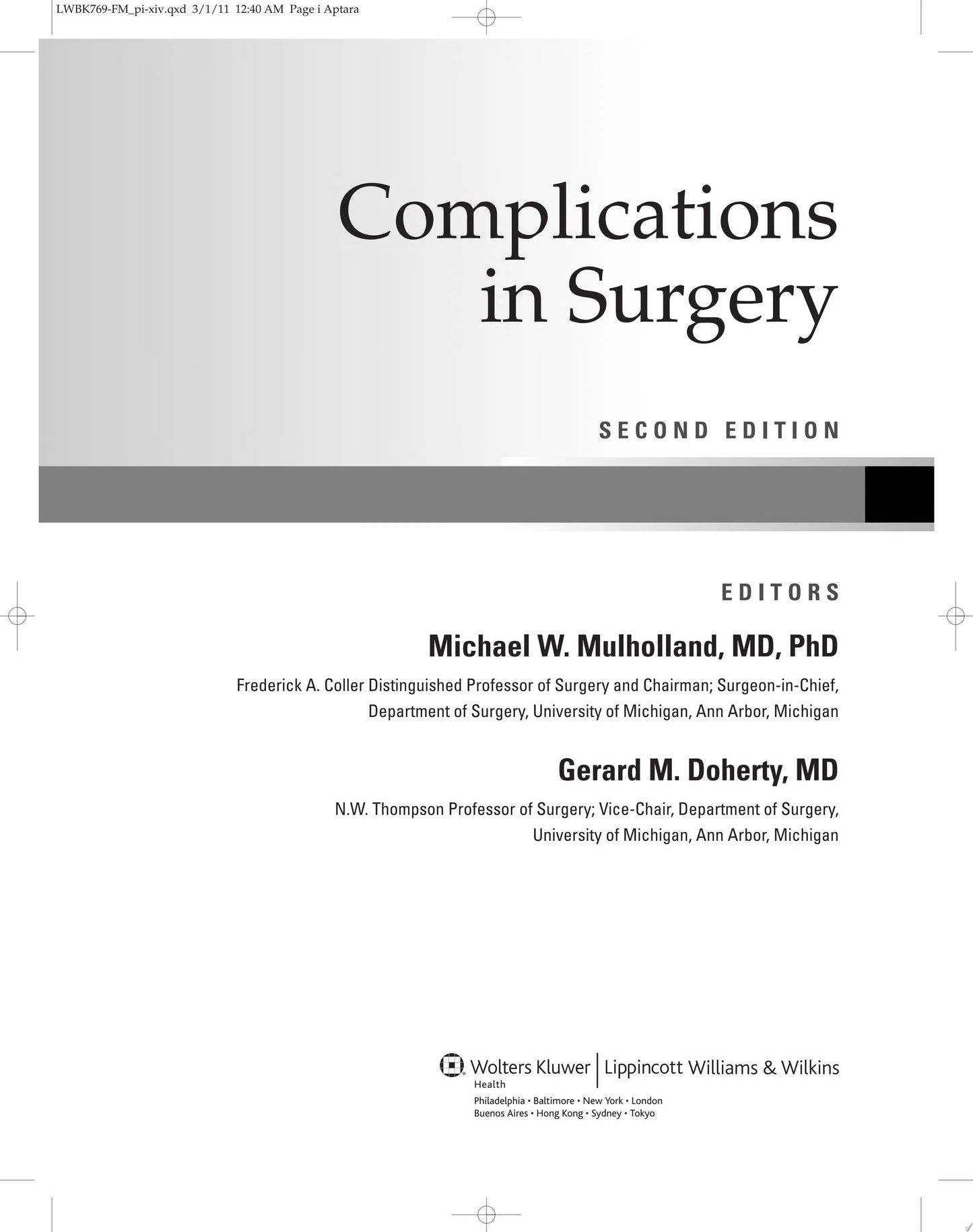 Complications in Surgery by Michael W. Mulholland – book cover