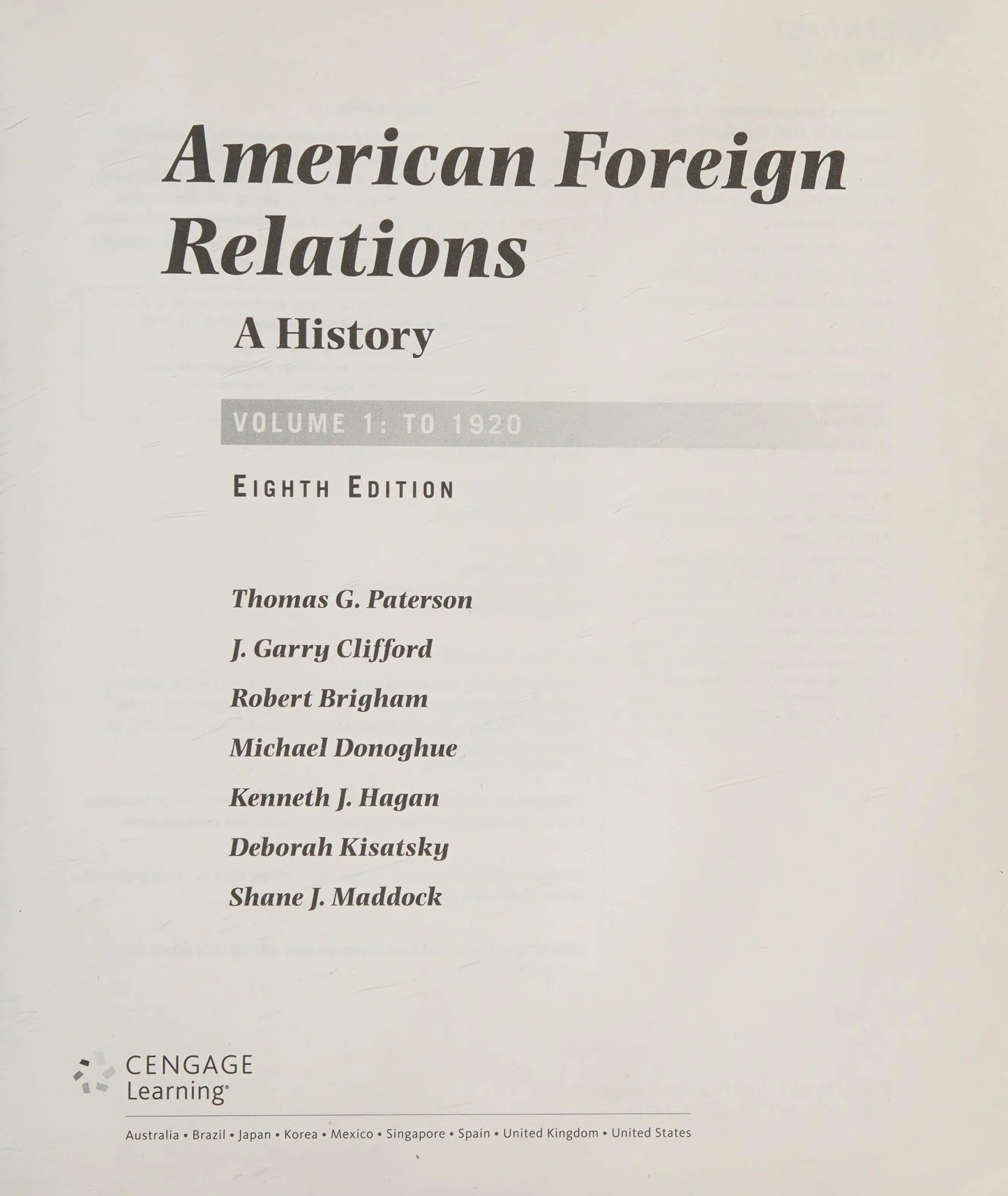 American Foreign Relations: Volume 2: Since 1895 by Thomas Paterson – book cover