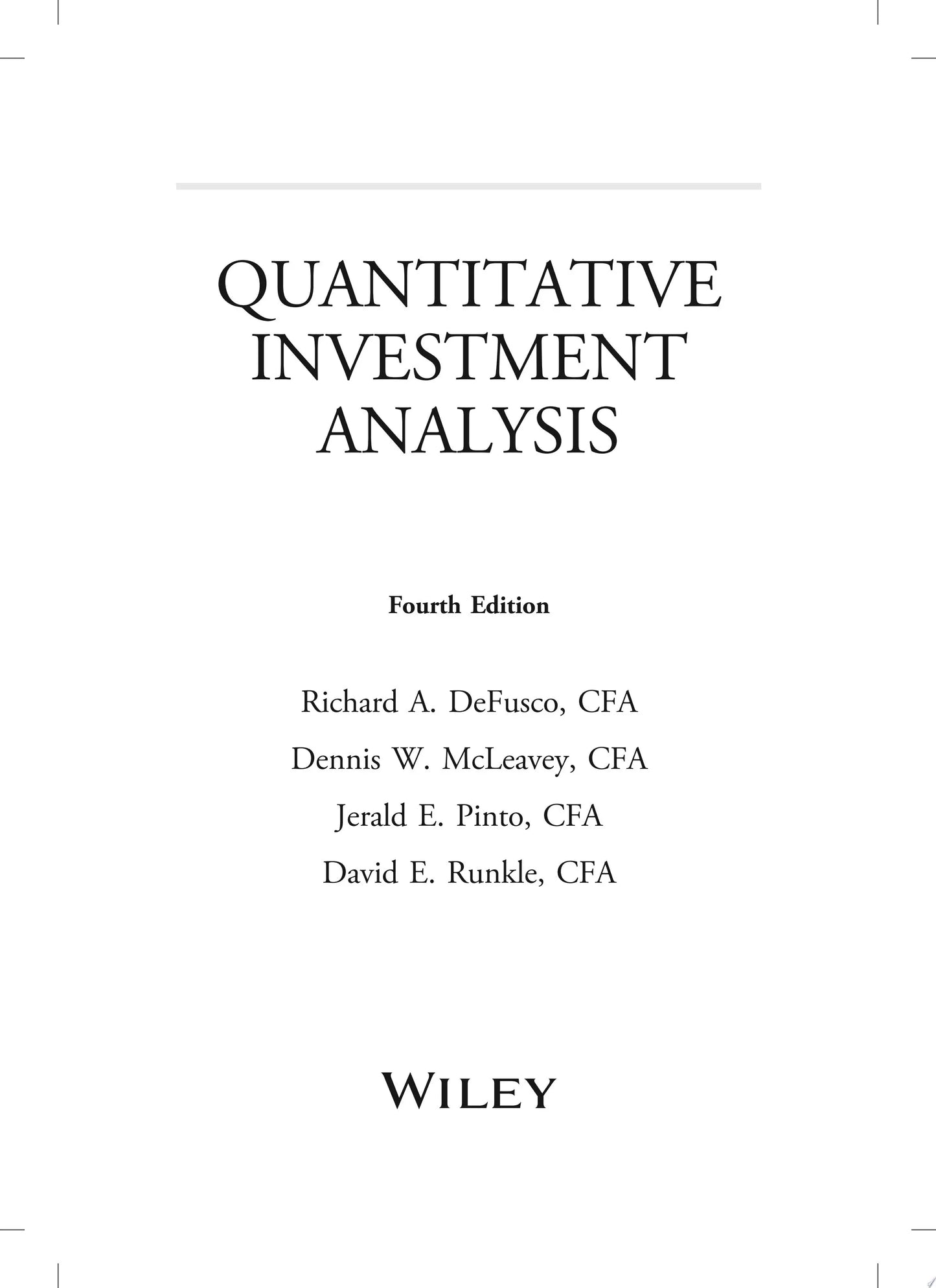Quantitative Investment Analysis, Workbook by CFA Institute – book cover