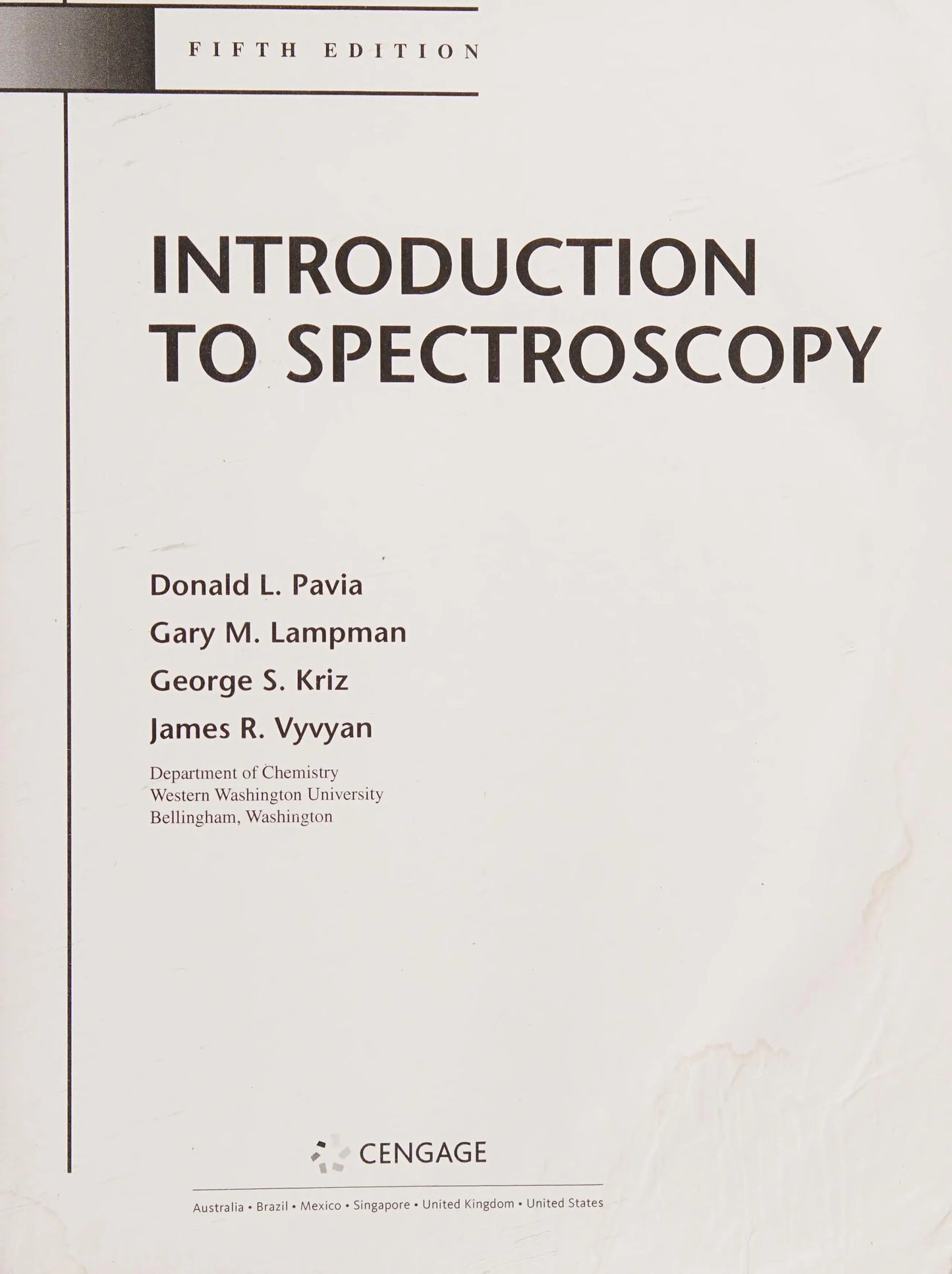 Introduction to Spectroscopy by Donald L. Pavia – book cover
