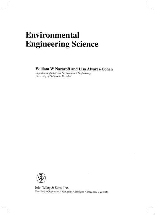 Environmental Engineering Science by William W. Nazaroff