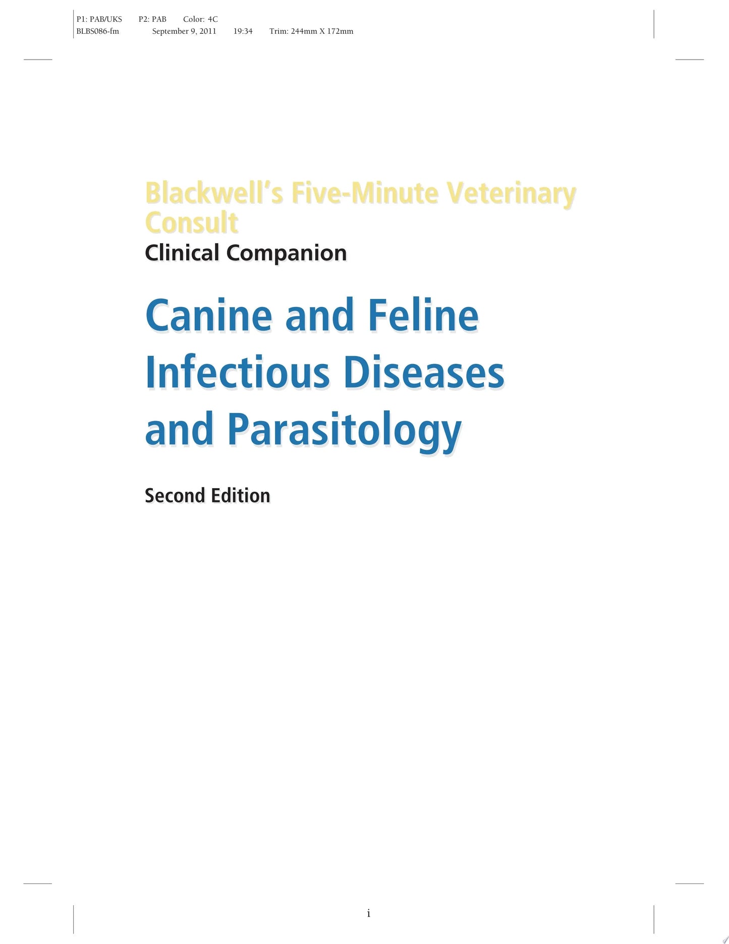 Blackwell's Five-Minute Veterinary Consult Clinical Companion Canine and Feline Infectious Diseases and – book cover