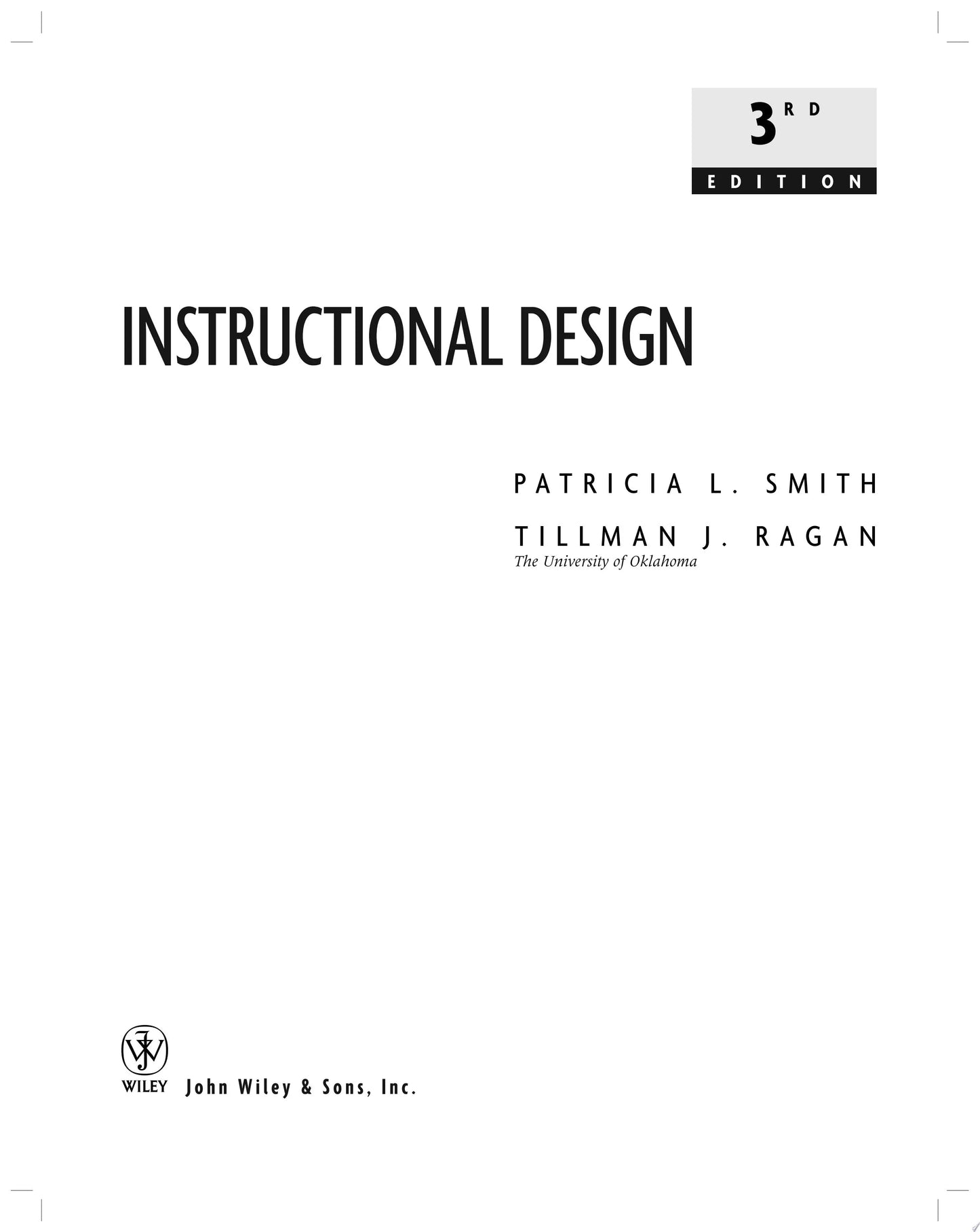 Instructional Design by Patricia L. Smith – book cover