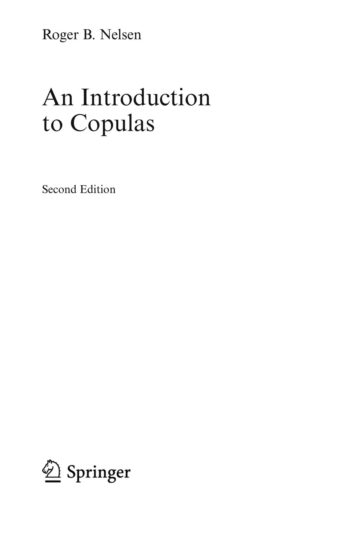An Introduction to Copulas by Roger B. Nelsen – book cover