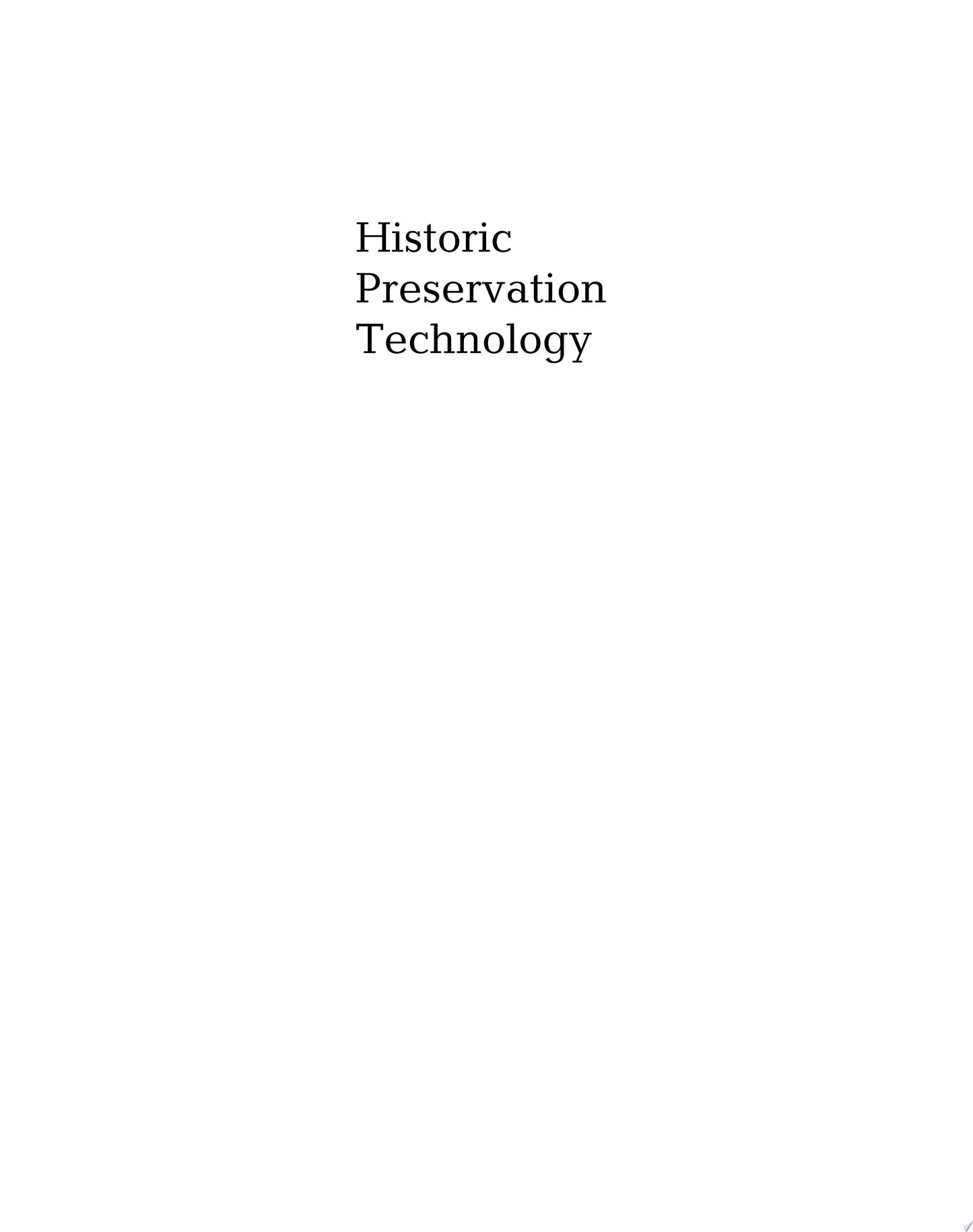 Historic Preservation Technology A Primer by Robert A. Young – book cover