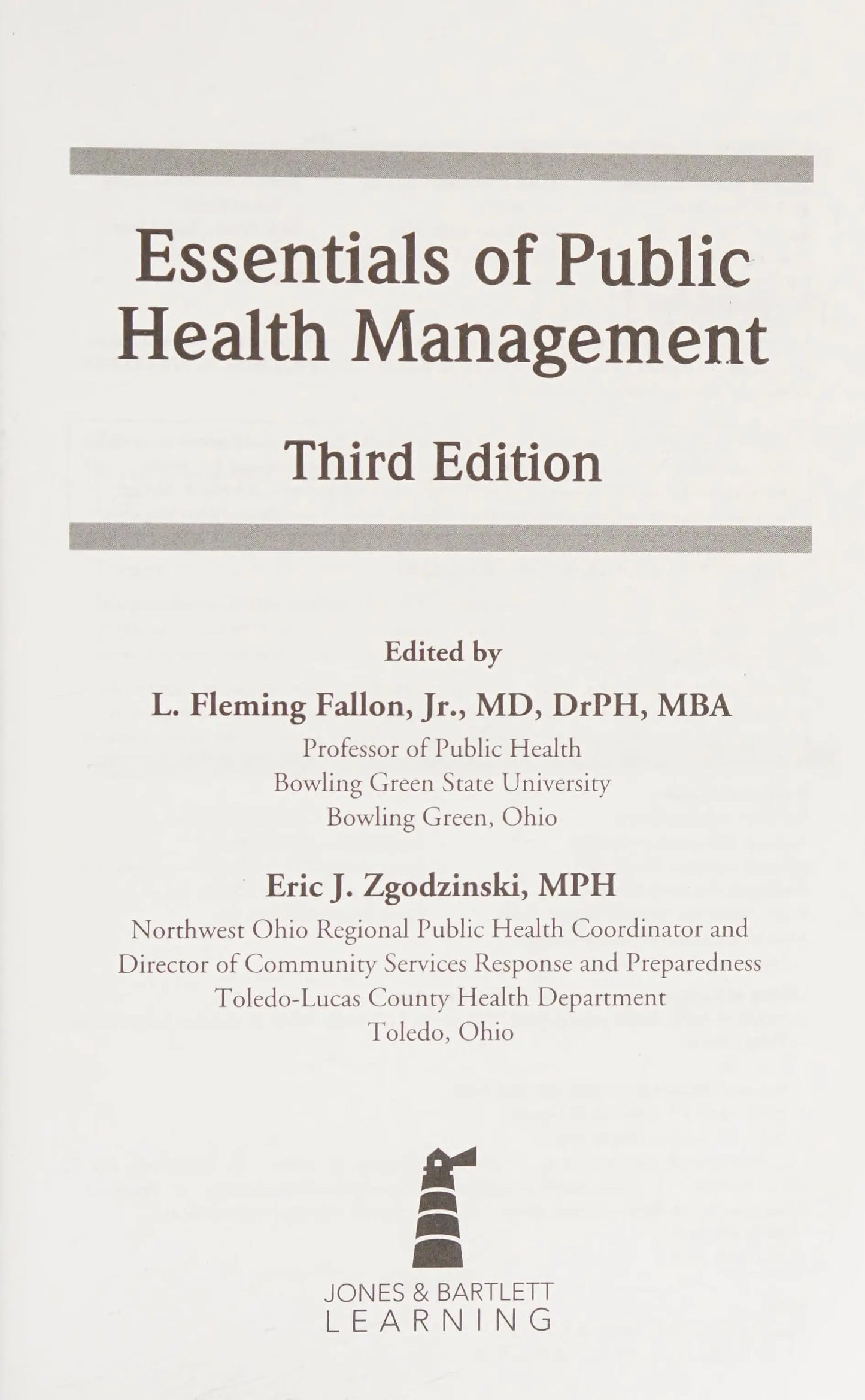Essentials of Public Health Management by L. Fleming Fallon (Jr.) – book cover