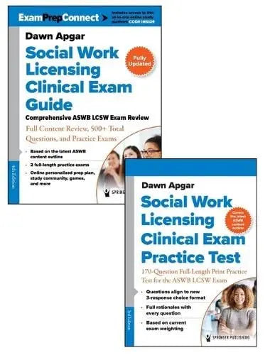 Social Work Licensing Clinical Exam Guide and Additional Print Practice Test Set by Apgar PhD LSW ACSW – book cover