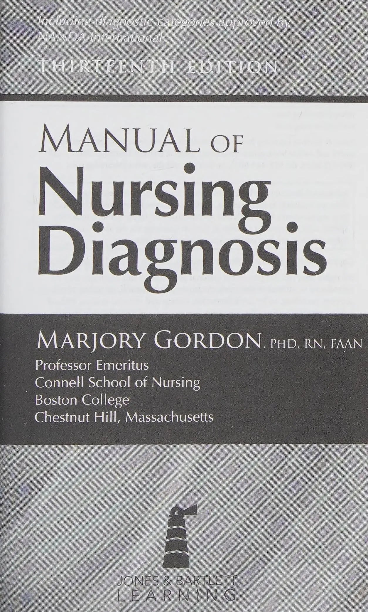 Manual of Nursing Diagnosis . by Marjory Gordon – book cover