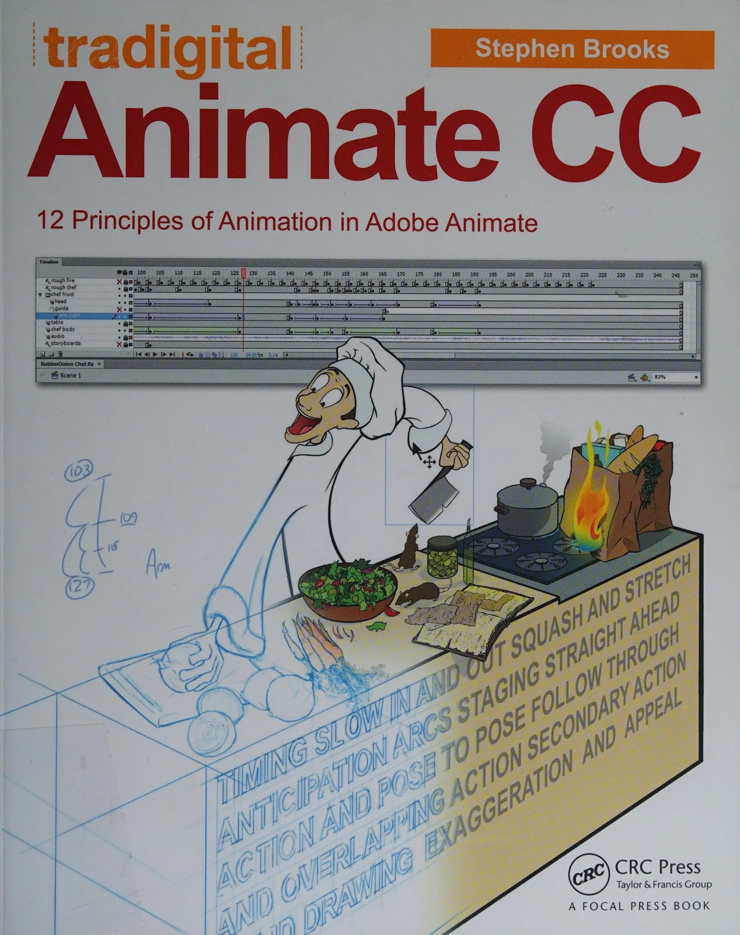 Tradigital Animate CC 12 Principles of Animation in Adobe Animate by Stephen Brooks – book cover