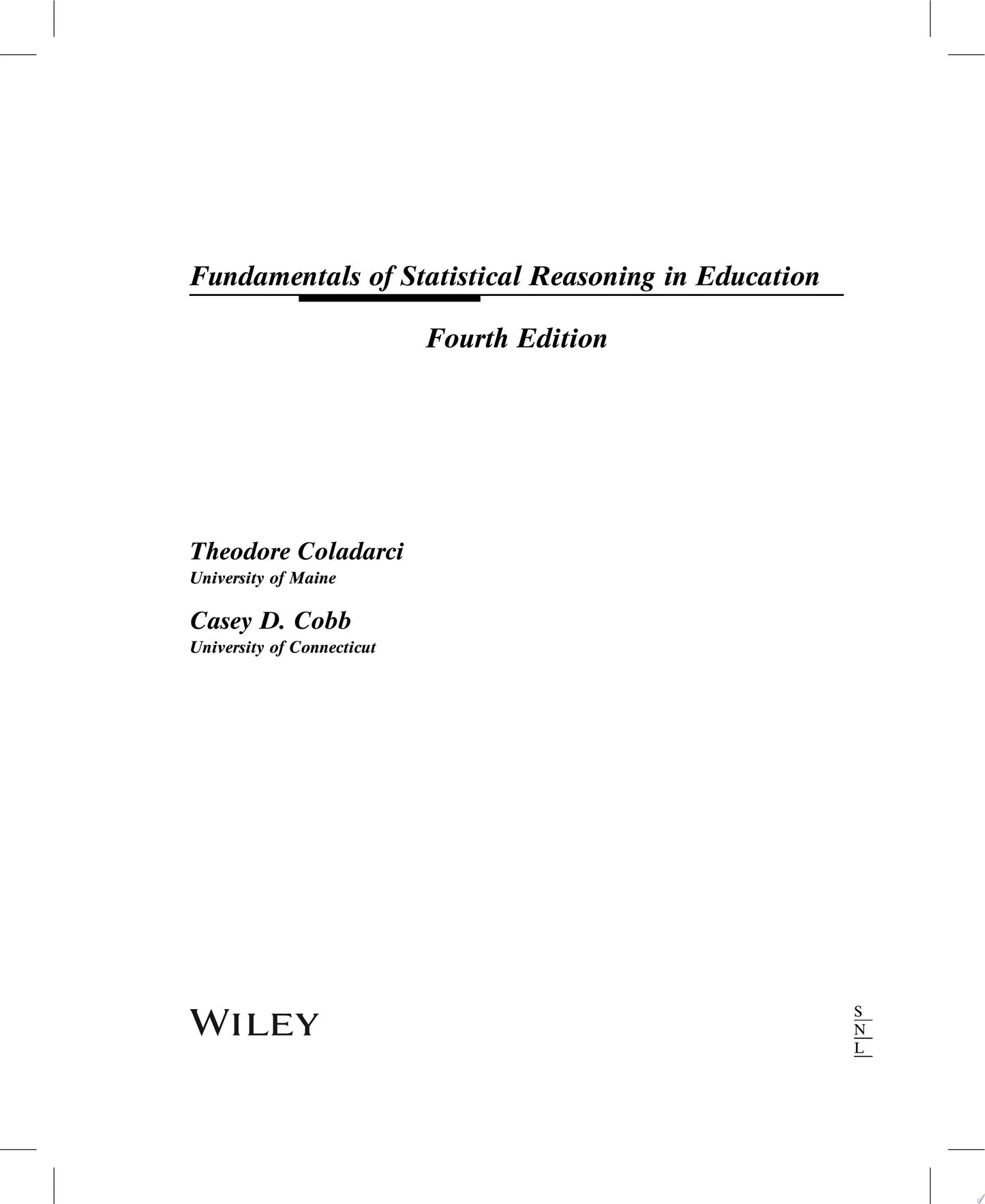 Fundamentals of Statistical Reasoning in Education by Theodore Coladarci – book cover