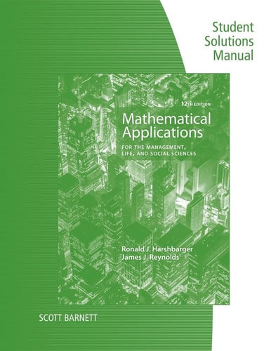 Student Solutions Manual for Harshbarger/Reynolds's Mathematical Applications for the Management, Life, and Social Sciences, 12th by Ronald J. Harshbarger – book cover