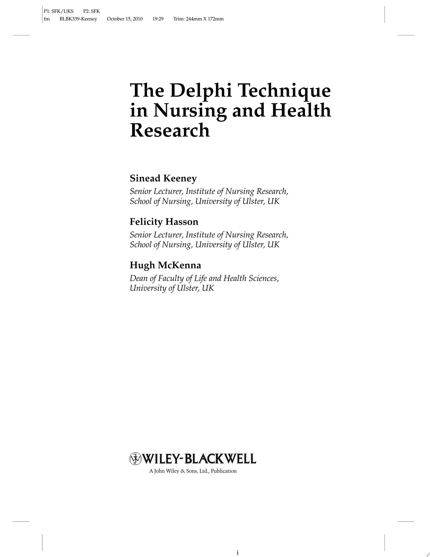 The Delphi Technique in Nursing and Health Research by Sinead Keeney – book cover