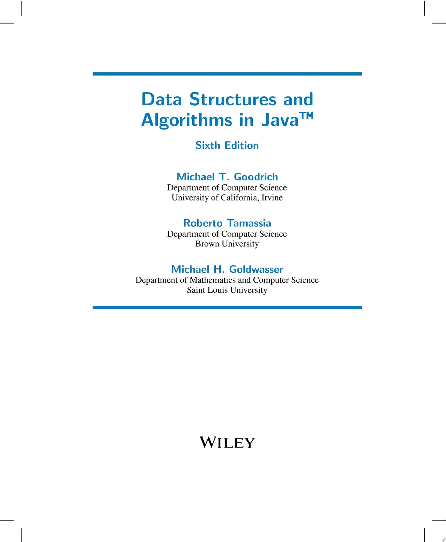 Data Structures and Algorithms in Java by Michael T. Goodrich – book cover