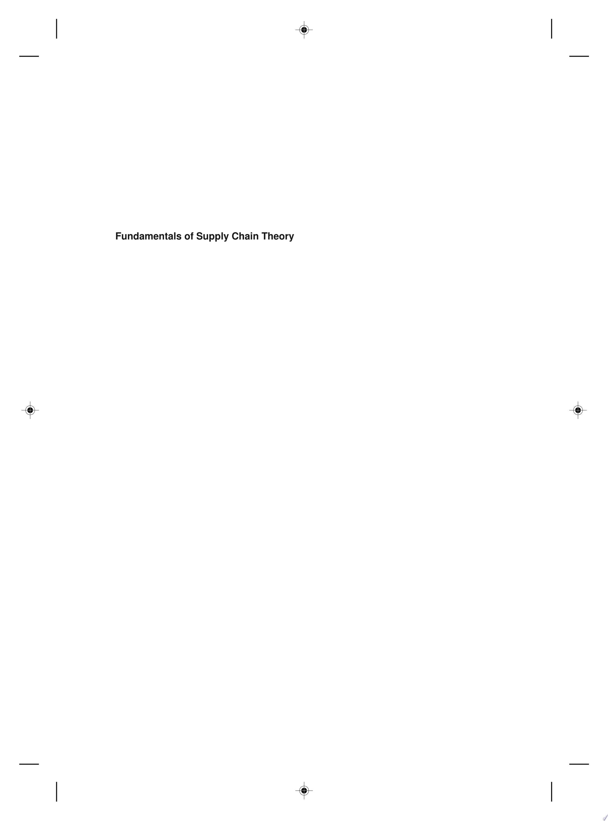 Fundamentals of Supply Chain Theory John Wiley & Sons