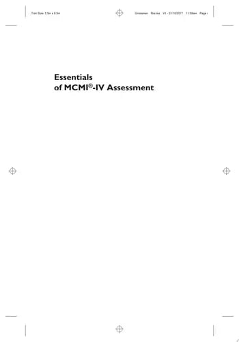 Essentials of MCMI-IV Assessment John Wiley & Sons