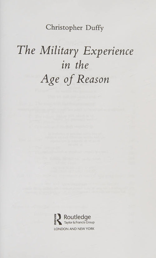 Military Experience in the Age of Reason by Christopher Duffy