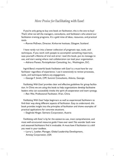 Facilitating with Ease! Core Skills for Facilitators, Team Leaders and Members, Managers, Consultants, and Trainers by Ingrid Bens