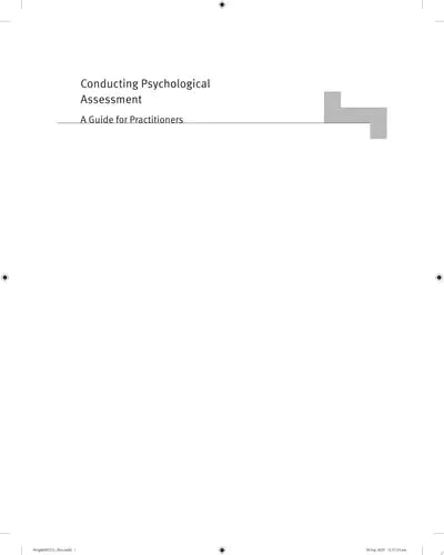 Conducting Psychological Assessment A Guide for Practitioners John Wiley & Sons