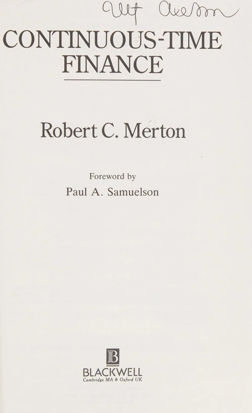Continuous-Time Finance by Robert C. Merton