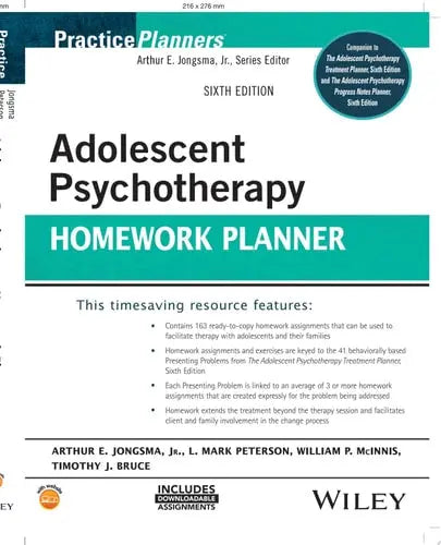 Adolescent Psychotherapy Homework Planner John Wiley & Sons