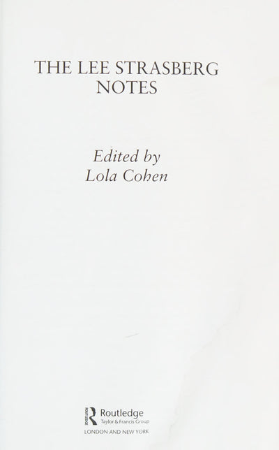 The Lee Strasberg Notes by Lee Strasberg