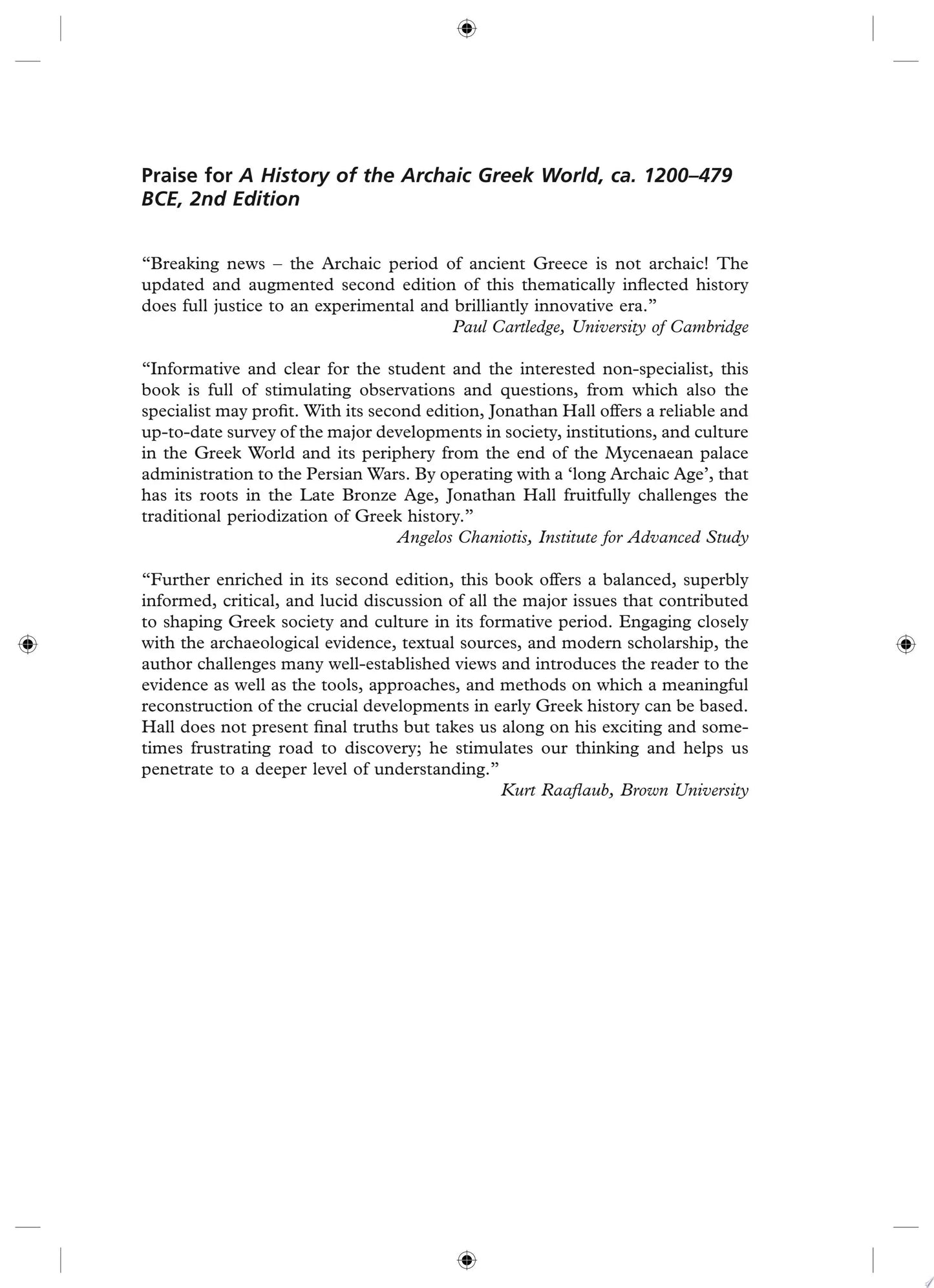 A History of the Archaic Greek World, ca. 1200-479 BCE