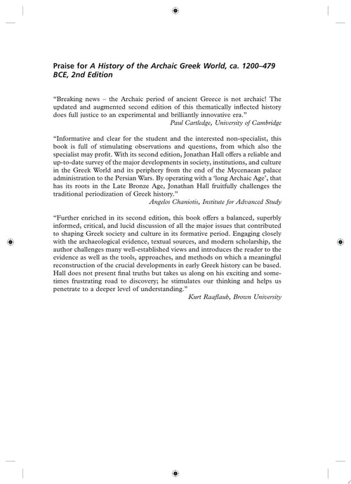 A History of the Archaic Greek World, ca. 1200-479 BCE by Jonathan M. Hall