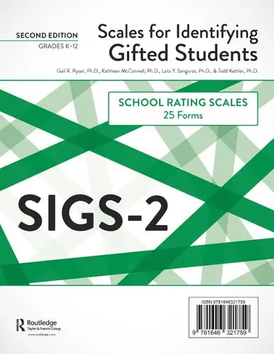 Scales for Identifying Gifted Students (SIGS-2): School Rating Scale Forms (25 Forms) Routledge