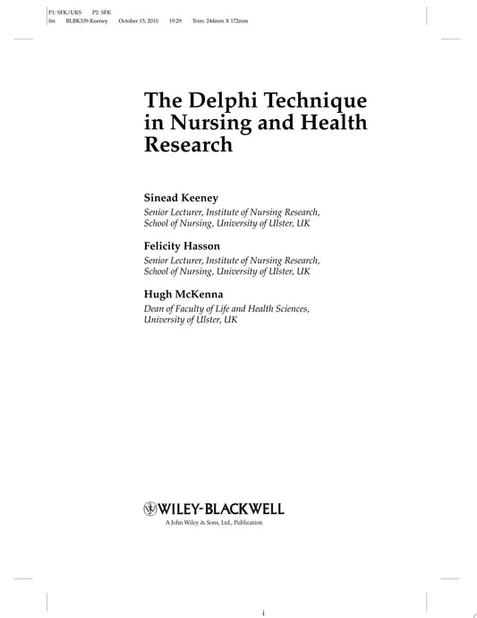 The Delphi Technique in Nursing and Health Research by Sinead Keeney – book cover