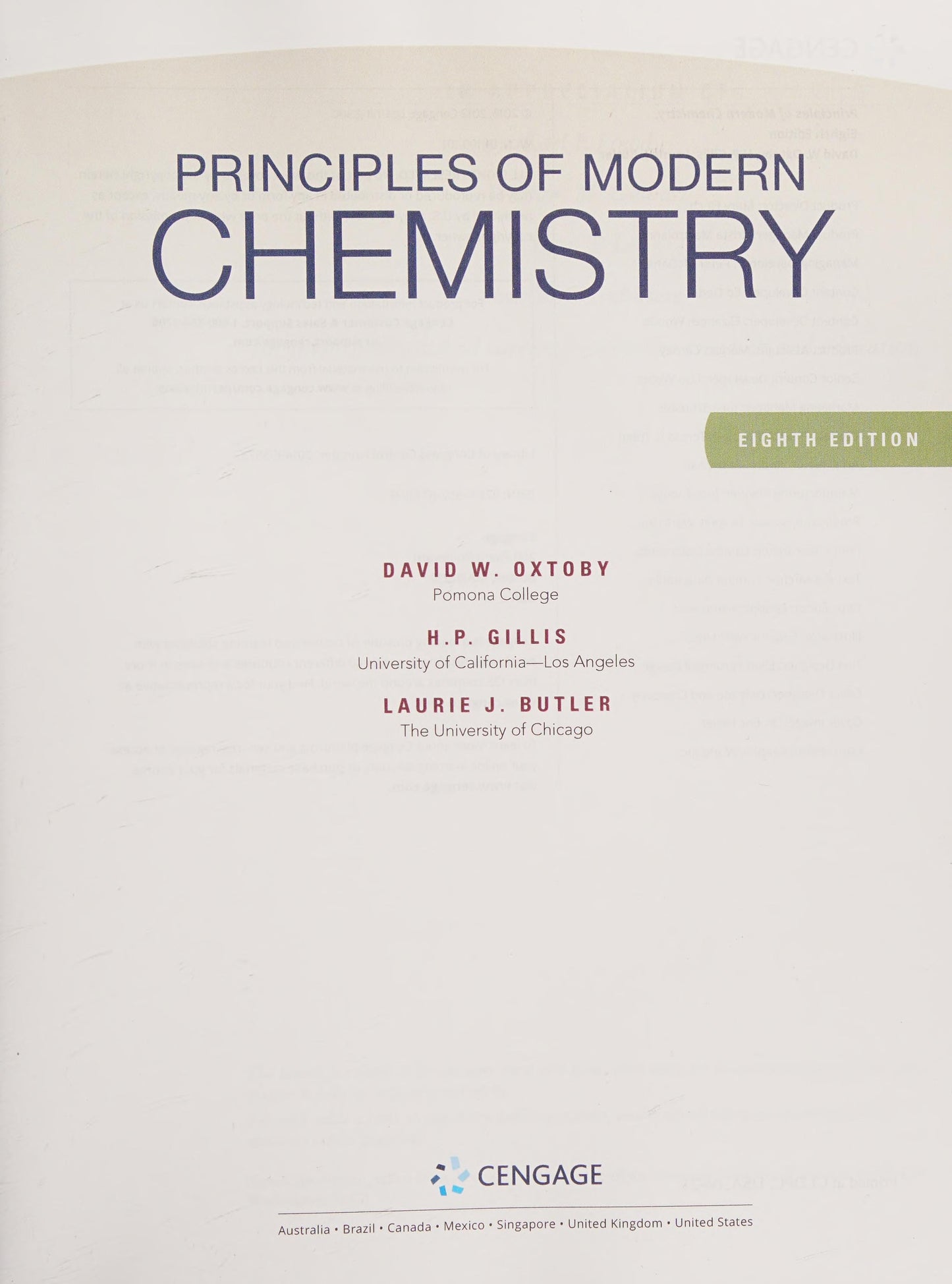 Principles of Modern Chemistry Brooks/Cole