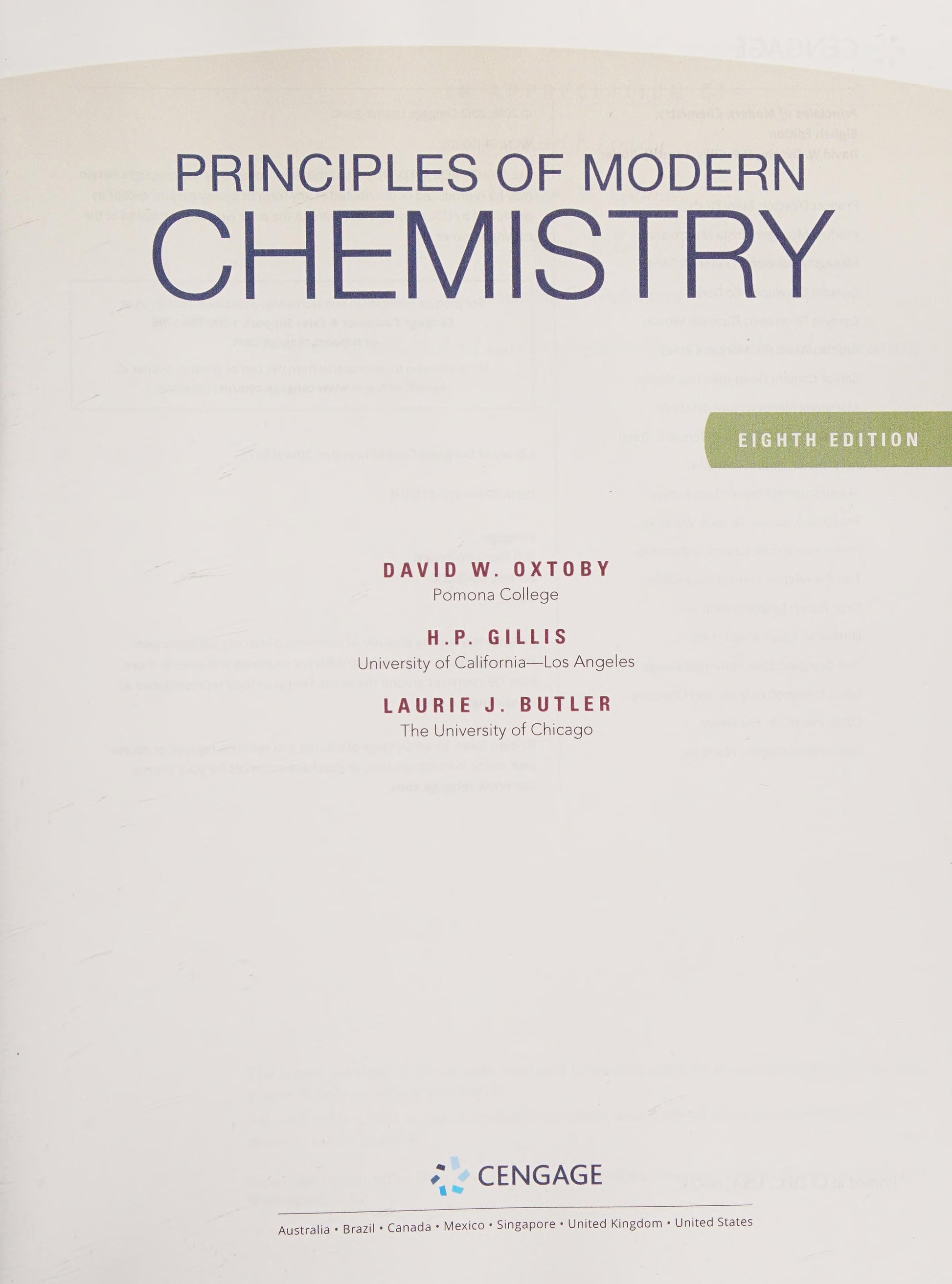 Principles of Modern Chemistry Brooks/Cole