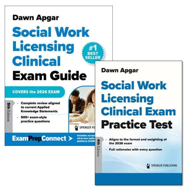 Social Work Licensing Clinical Exam Guide and Additional Print Practice Test Set, Fifth Edition by Dawn Apgar – book cover